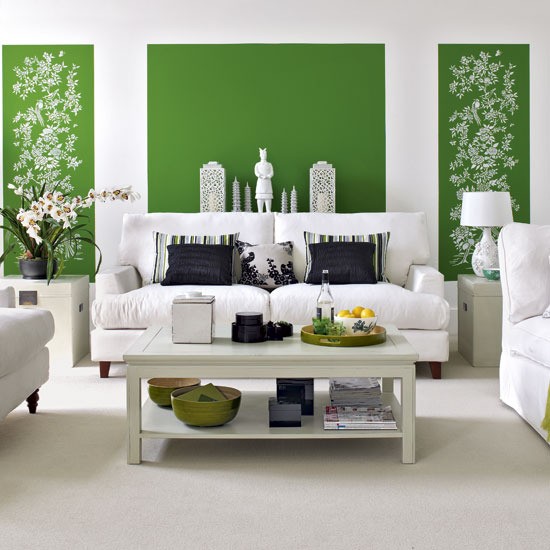 Decoration salon peinture vert