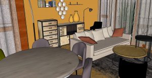 VUE 3D Mur k-jaune, campa-gne chic